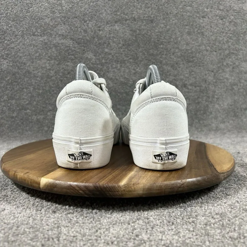 VANS Ward Platform Women's Sz 9 White Canvas Athletic Skate Platform Shoes Used